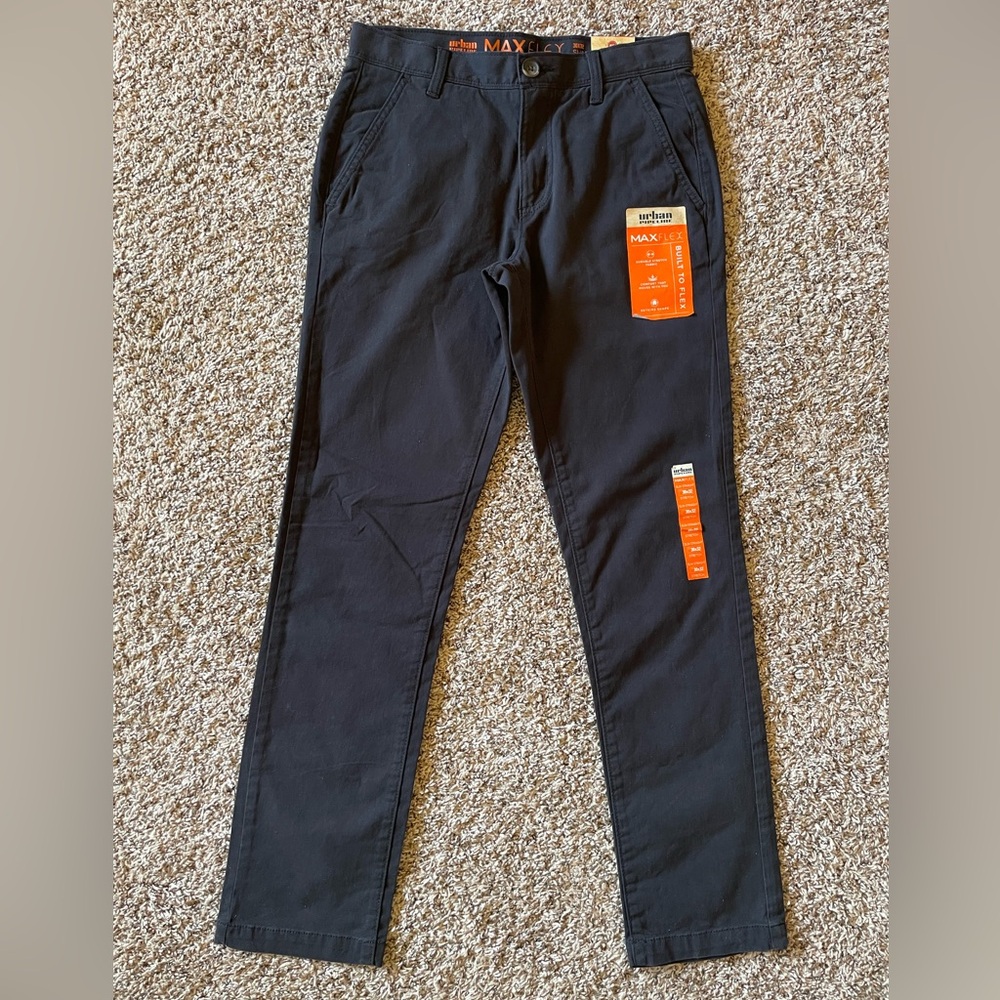 Urban Pipeline Max Flex Slim Straight  Chinos Khakis Casual Pants Black 30x32